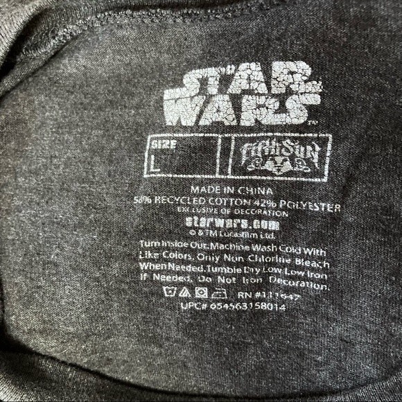 DARTH VADER Helmet STAR WARS T shirt Black Gray Velour Graphic Mens Large - Picture 9 of 10